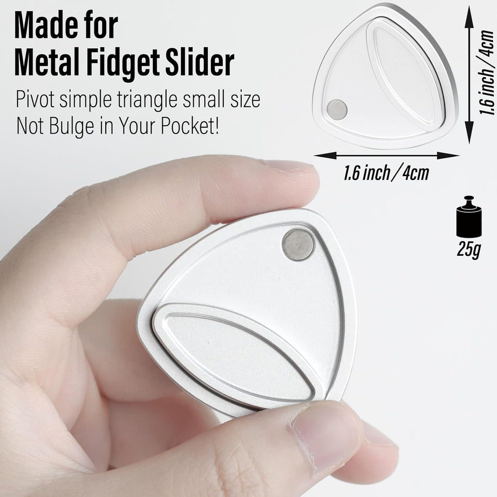 FREELOVE Pivot Magnetic Fidget Slider, Metal Worry Coin Haptic Clicker for Adults, Triangle Rotation Kinetic Toy Mechanical Sound EDC, Autism Sensory ADHD Anxiety Focus Meditation (Aluminum Silver)