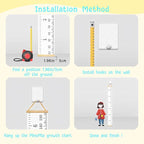 Kids Growth Chart, Wood Frame Fabric Canvas Height Measurement Ruler from Baby to Adult for Child's Room Decoration 7.9 x 79in (7.9 x 79in, Black Car)