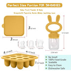 WAJIAYON Baby Breastmilk Popsicle Molds & Baby Fruit Feeder (2 Pack), Baby Food Freezer Tray Storage Containers, Silicone Teething Pacifier Feeder and Teether for Babies,Baby Feeder - Yellow