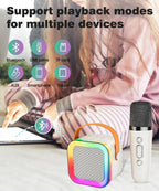Mini Karaoke Machine Speaker for Kids Adults,Portable Bluetooth with 1-2 Wireless Microphones,Christmas Birthday Gifts Toys Girls Boys Ages 4, 5, 6,7, 8,9,10,11,12+ Years Old Toddler (Off-White -1Mic)