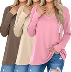 3 Pack Women's Oversize Nursing Shirts for Breastfeeding with Hidden Zippers Loose Fit Long Sleeve Maternity Tops