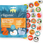 Cliganic Mosquito Repellent Stickers (90 Pack) - Animal Patches for Kids, Natural DEET-Free, Essential Oil Infused
