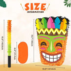 WERNNSAI Tiki Piñata -Tropical Hawaii Piñata with Blindfold and Bat for Girls Boys Kids Piñata Hawaiian Luau Themed Party Decorations for Summer Birthday Party Supplies Carnivals Festivals Celebration