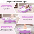 Collapsible Baby Bathtub for Newborn, Foldable Baby Bath Tub with Thermometer & Soft Floating Cushion & Drain Hole, Portable Travel Infant Bath Tubs for Newborns to Toddlers 0-36 Months Girls