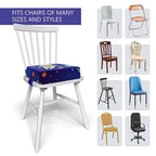 Toddler Booster Seat for Dining Table, Portable Booster Seat for Kitchen Chair, 4 Inch High-Density Foam Cushion with Adjustable Safety Straps and Non-Slip Bottom, Perfect for Kids Travel and Daily