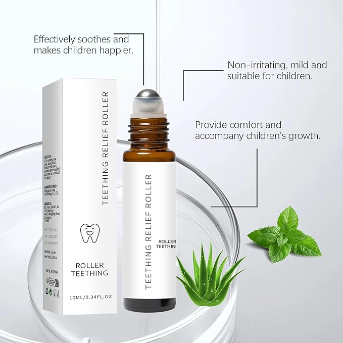 Mamas Teether: Teething Roller, Teething Roller All Natural for Babies, Teething Relief Roller, Contains Chamomile and Rose Essential Oils, Essential Oil Massage Roller - Natural Gentle (1pcs)