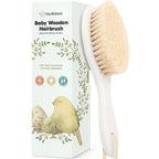 Wooden Baby Hair Brush - Cradle Cap Baby Brush with Soft Goat Bristles, Perfect Gentle Scalp Newborn Comb for Infant, Girls, Boys, Bath Essentials (Vanilla, Oval)