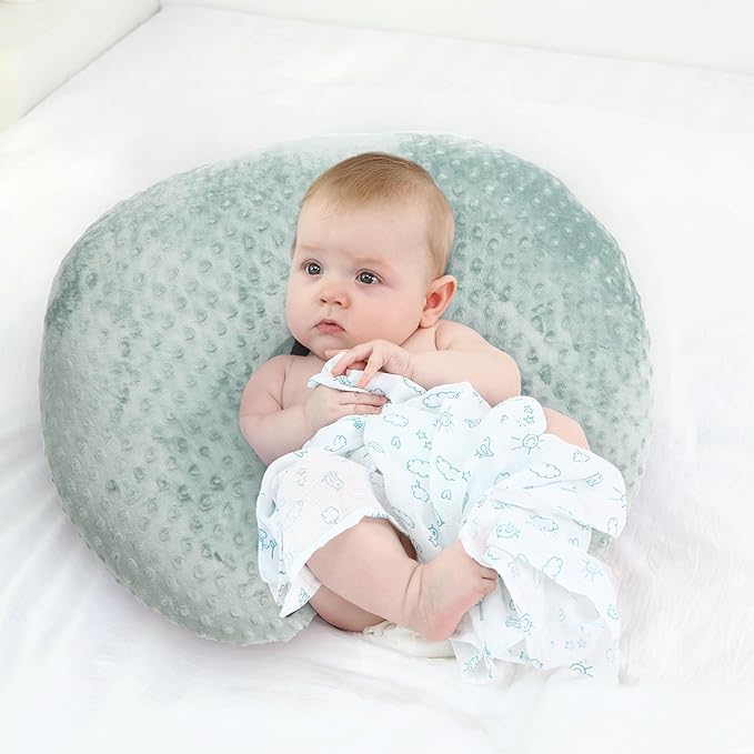 LAT Nursing Pillow for Breastfeeding with Removable Minky Cover,Ergonomic Breast Feeding Pillows for Mom and Baby,Machine Washable(Green)