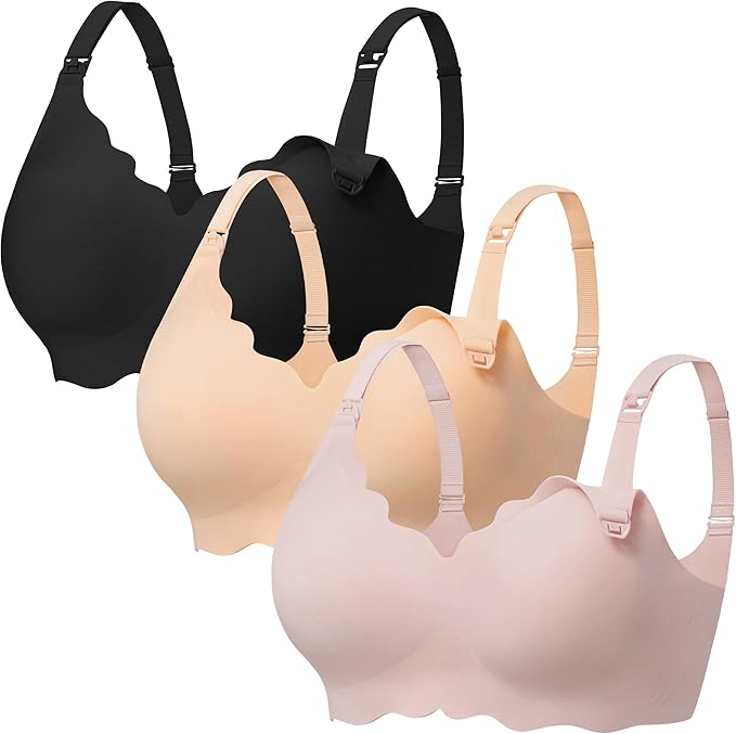 Angelhood Nursing Bras for Breastfeeding Ultra Comfort Seamless Maternity Bra Pack Wireless Pregnancy Bralette Bra Extender