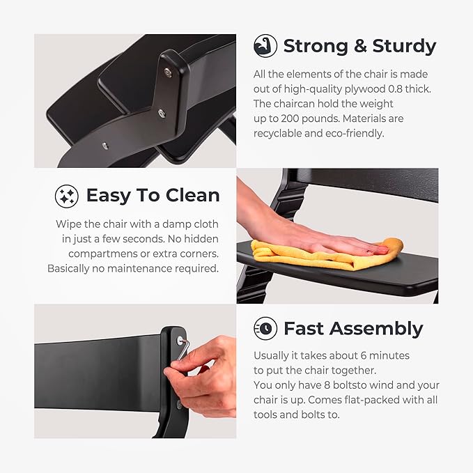 FORNEL Modern Black Wooden High Chair | The Adjustable Grow-with-Me Chair, A Sleek Alternative to Stokke | Perfect for Minimalist & Industrial Kitchens