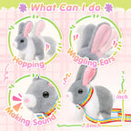 Tagitary Plush Bunny Toy for Kids,Easter Interactive Realistic Bunny with Leash,Golden Egg and Wind Up Toy,That Hopping,Ears Wiggling,Twitching Nose,Rabbit Toys Easter Stuffers Gift for Toddlers