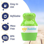 Solar Buddies Bag Bundle & Carabina Clip - Full Green - Refillable Roll on Sponge Sunscreen, Suncream & Lotion Applicator For Kids, Adults & Families - Holds 3.4fl oz, Perfect Size for Travel