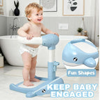 Baby Shower Stand Foldable Toddler Shower Standing Support with Anti-Slip Base Adjustable Infants Bath Support for 8-36 Months Portable Bath Helper (Upgraded-Whale)