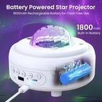 Star Projector with Bluetooth Speaker, 1800mAh Battery Operated Night Light Galaxy Projector, Northern Lights Aurora Projector with Moon, Mood Ambient Lighting for Bedroom Kids Girls Adults