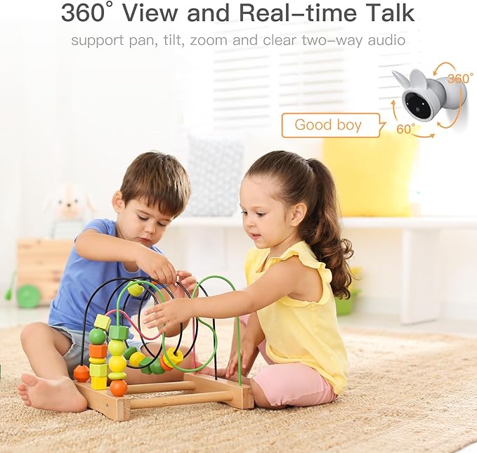 ARENTI Baby Monitor, 2K Smart Baby Camera with 5-Inch Upgraded Wireless Display, Super Night Vision, Lullabies, Cry & Motion Detection, Temp & Humidity Sensor, Two Way Audio