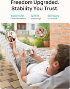 Dr.Care LumiView Plus Smart WiFi Baby Monitor with Clip Mount - 5.5" 1080P Split Screen & 2K Camera, Privacy Mode, Cry & Motion Alerts, 5000mAh Removable Battery, RGB Night Light, HD Night Vision