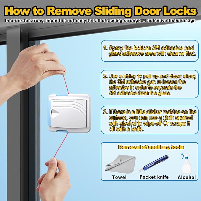 Sliding Door Lock 4 Pack, Child Safety Lock For Sliding Glass Doors, Easy To Install, Keeps Your Baby Out Of Danger, For Sliding Glass Doors, Sliding Windows, Sliding Closets, Etc (Blue)