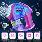 EagleStone 2 Bubble Guns for Toddlers, Kids Bubble Machine Gun, Twist Knob, LED Lights,2 Refill Solutions,10 Concentrate Bubble Blaster for Party Favor, Summer, Outdoor, Easter Basket, Birthday Gift