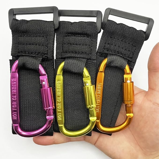 Baby Stroller Hook, Carry 30 lbs per Stroller Carabiner Clip, Adjustable Baby Stroller & Car Seat Hook for Hanging Diaper Bag, Wheelchair,Golf cart, Shopping and Pet Cart(2 Pcs Green)