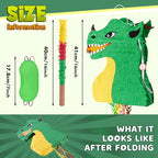 WERNNSAI Foldable Dragon Piñata - Dinosaur Birthday Party Supplies Dino Extendable Piñata Bundle with Blindfold Stick and Tassels for Boys Kids Dragon Theme Bday Party Game Decorations 16.2” x 12.5”