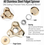 FREELOVE Metal Fidget Spinner, Stainless Steel Heavy, Long Spinning Toys, Cool Silent, Small Mini Fox Figette Spiner for Adults Men Anxiety, Quiet Bearing, Gold