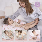 Little Grape Land Nursing Pillow Soft 100% Cotton Breastfeeding Pillow with Breathable Muslin Removable Cover, Wetland Wings Breast Feeding Pillows for Babies 0-12 Months with Protective Zipper