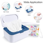 8Pcs Baby Wipes Dispenser, Reusable Baby Wipe Holder Box and Portable Wet Wipes Pouch, Refillable Wipes Pouch Case Container with Lid for Bathroom Baby Nursery Kitchen Office Travel (Blue+Orange)