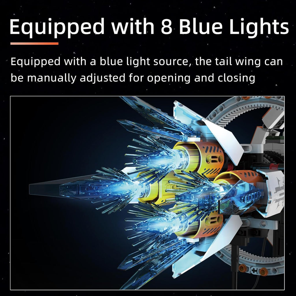 Space Station Spaceship Building Block Set with Motor & LED Lights, Space Exploration Model Building Kits with Display Stand, STEM Engineering Gift for Kids,Adults and Space Fans (1583 PCS)