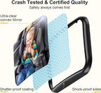 Baby Car Mirror, Stretchable 360° Caring Baby Mirror for Car Seat Rear Facing Seat Infant Shatterproof, Baby Essentials for Newborn, Crash Tested and Certified