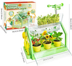 Kids Plant Growing Kit - Kids Greenhouse & Flower Growing Kit with Hydroponic Growing System, Thermometer,Wind Vane & Tools, Educational STEM Plant Growing Set