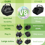 Theefun Bubble Machine: Remote Control 750ML Metal Bubble Blower Machine with High Output, Plug-in Automatic Bubble Maker Bubble Toys for Parties Wedding Birthday Indoor Outdoor Use with AC Adapter