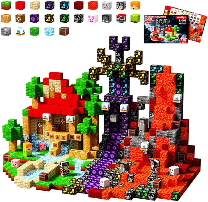 150Pcs Magnetic Building Blocks Set, Kids Sensory Toy for Toddlers STEM Learning, Construction Magnet Blocks Stacking Toy for Kids