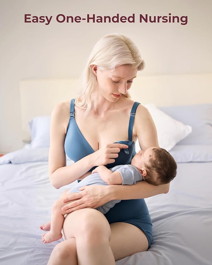 Momcozy CoolFit Nursing Bras for Breastfeeding, Ultra Stretch Seamless Jelly Strip Maternity Bra, Cooling Wireless