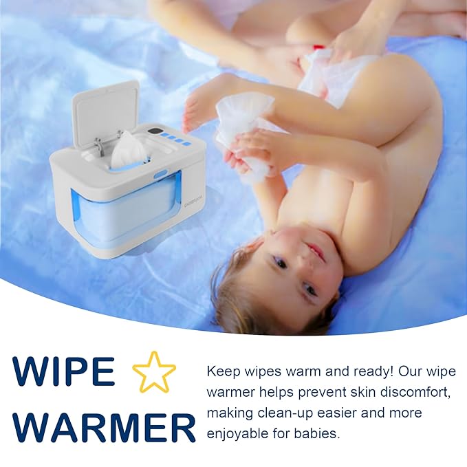 Baby Wipe Warmer and Dispenser Portable Heated Diaper Wipe Heater with Fast Heating, Large Capacity, and Anti-Dry Out (no Charger Block)
