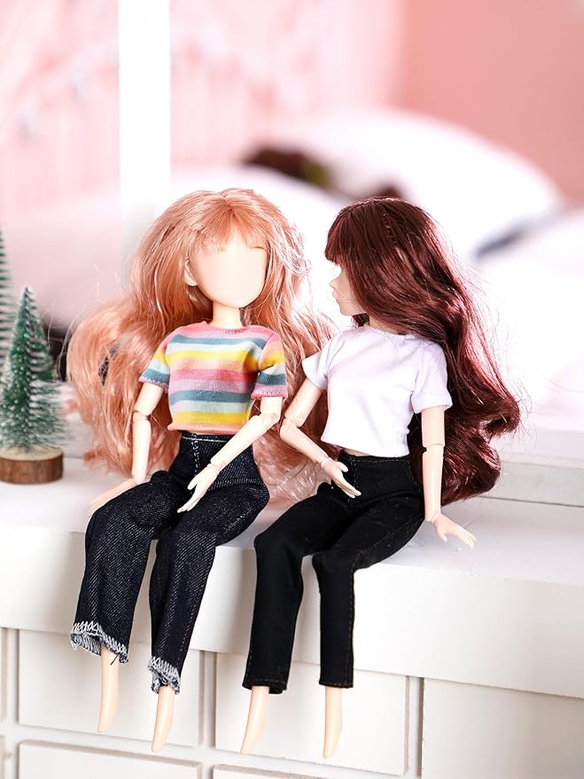 Bencailor 8 Pieces Christmas Doll Clothes for 11.5 Inch Doll Accessories Sweaters Denim Pant Summer Regular Outfit Clothing(T Shirt)