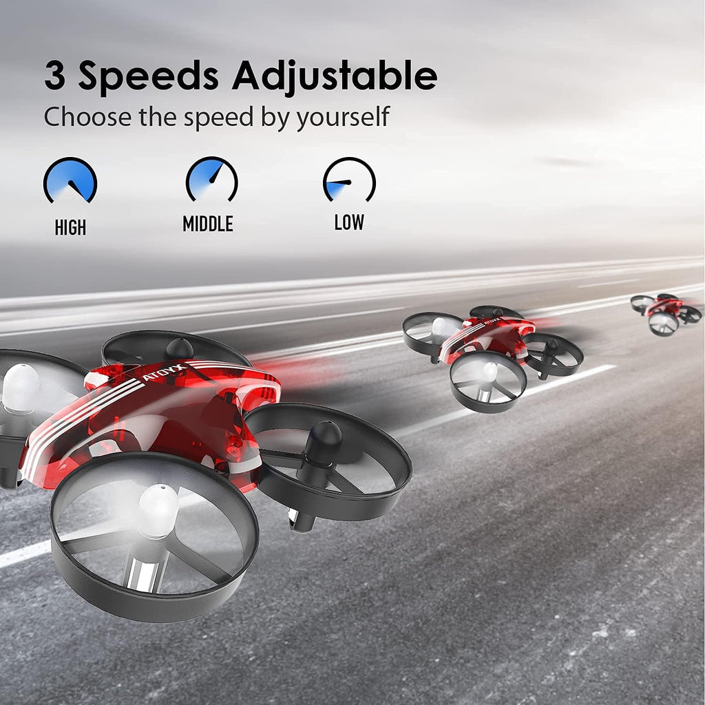 Mini Drone for Kids & Beginners, Indoor Portable Hand Operated/RC Nano Helicopter Quadcopter with Auto Hovering, Headless Mode & Remote Control, Children's Day Gift for Boys and Girls -Red.4-blade design delivers greater stability and increased thrust.