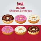 BioSwiss Bandages, Donut Shaped Self Adhesive Bandage, Latex Free Sterile Wound Care, Fun First Aid Kit Supplies for Kids, 50 Count