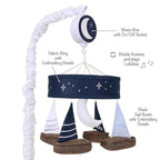 Lambs & Ivy Little Skipper Sailboat & Moon Musical Baby Crib Mobile Soother Toy