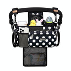 TOPDesign Universal Baby Stroller Organizer, Stroller Caddy with Detachable Mesh Bag & Heightened Insulated Cup Holders & Non-Slip Secure Hooks Accessories, Fits Most Strollers (Polka Dots)
