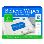 Believe Viscose Bamboo Baby Wipes Travel-Size 10pc-10 packs, Multi-Use Water Based Wipes Baby Sensitive Skin, Hypoallergenic and Fragrance Free for Babies – Gentle Plant-Based Viscose Bamboo Wet Wipe