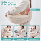 QSTEHEML Nursing Pillow for Breastfeeding - Adjustable Breastfeeding Pillows for Women with More Support & Removable Cover, Baby Feeding Pillow for Newborn Moms and Baby Essentials,Beige