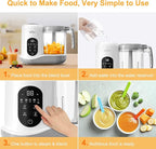 BEAR 2024 Baby Food Maker | One Step Baby Food Processor Steamer Puree Blender | Auto Cooking & Grinding | Baby Food Puree Maker with Self Cleans | Touch Screen Control, White