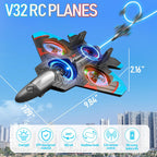 V32 Foam Remote Control Airplanes, 2.4Ghz 4CH RC Planes for Kids, RC Fighter Jet Toys with LED Light, 360° Flip, Auto Hover, Easy to Fly Remote Control Aircraft Toy Gift for Kids and Beginner