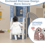 YUFU 8 in 1 Toddler Slide Set, Kids Slide for Toddlers Age 1-3, Toddler Playset with Climber, Basketball Hoop and Ball, Outdoor Indoor Playground for Toddlers 1-3 (Blue+Gray)