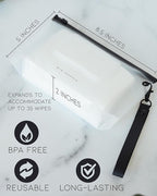 MIA + SOPHIA Set of 2 Baby Wipe Holder, Portable Reusable Wipes Pouch, Stylish Travel Wipes Case, Baby Wipes Dispenser, Wipes Stay Moist Longer, Attaches Easily with Included Wristlet