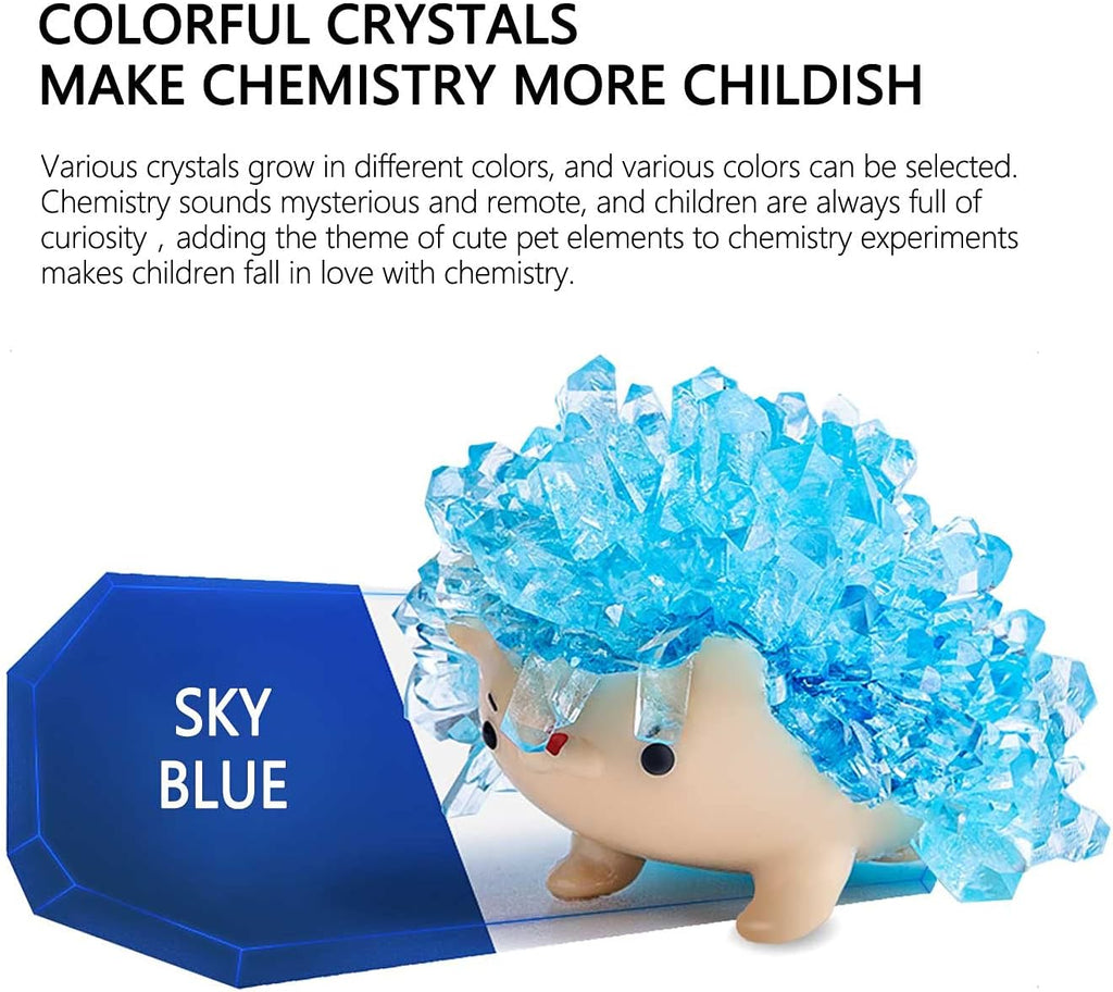 Crystal Growing Toys for Kids - Vibrant Colorful Crystal Hedgehog to Grow,Science Experiments Learning and Education for Kids STEM Gifts for Boys & Girls 8 Years + (Sky Blue)
