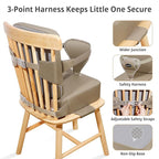 Toddler Booster Seat for Kitchen Chair, 2-in-1 Dining Table Booster Seat with Backrest & Adjustable Straps – Easy-Clean, PU Portable Toddler Eating Travel Increasing Cushion - Dark Coffee