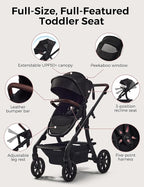 Momcozy ChangeGo Baby Stroller, Convertible Single-to-Double-to-Wagon Stroller with 23 Configurations, Seat Included, Large PU Wheels, All-Wheel Suspension ＆ Extendable UPF50+ Canopy