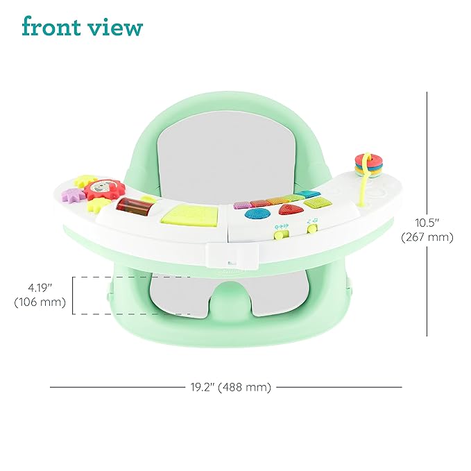 Infantino Music & Lights 3-in-1 Discovery Seat and Booster - Convertible Booster, Infant Activity Seat and Feeding Seat with Electronic Piano for Sensory Exploration, for Babies and Toddlers, Mint