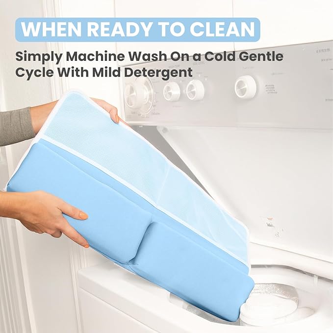 Bath Kneeler and Elbow Rest Pad Set, Premium Gift for Expecting Moms, Non-Slip Thick Kneeling Pad, Knee Saver with Toy Organizer (Large, Blue)